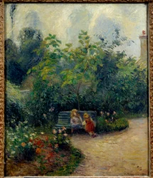 Et hjørne af haven ved Eremitagen (Mathurinernes have) Maleri af Camille Pissarro (1830-1903) 1877. Dim 0,55 x 0,46m Paris, musee d