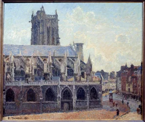 Sankt Jacques Kirke i Dieppe Maleri af Camille Pissarro (1830-1903) 1901 søn. 0,54x0,65 m Paris, Orsay museum - Kirken Saint Jacques i Dieppe. Maleri af Camille Pissarro (1830-1903)