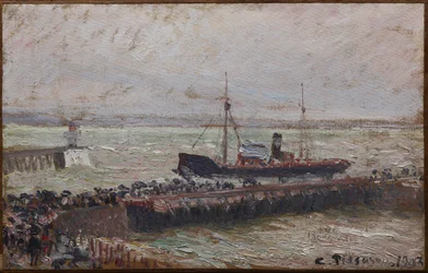 Skib på vej ind i havnen ved Le Havre