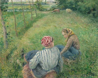 Unge bondepiger hviler på markerne nær Pontoise, 1882.