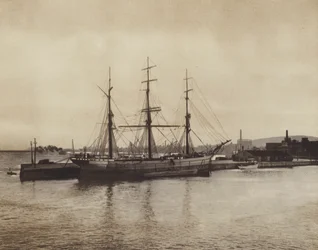 Havnen i Hochelaga, gammeldags skonnert stadig i drift (s/h-foto)