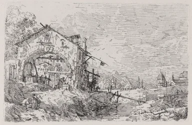 Landskab med en kvinde ved en brønd, fra serien Vedute (Views)