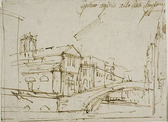 En bro nær en kirke i Venedig