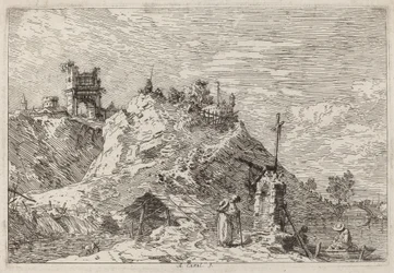 Landskab med pilgrimen i bønnen, ca. 17351746.