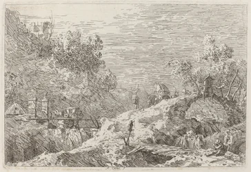Bjerglandskab med fem broer, ca. 17351746.