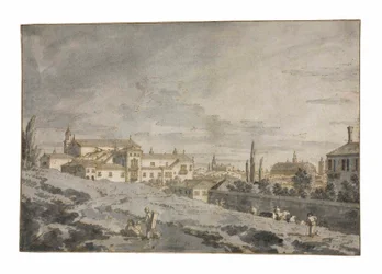 Udsigt over Padua fra uden for bymuren med kirken San Francesco