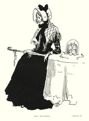 Dickens karakter: Mrs Micawber (litho)