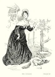 Dickens karakter: Mrs Nickleby (litho)