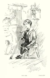 Dickens karakter: Tiny Tim (litho)