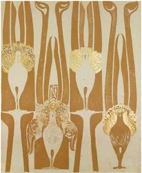Tapetdesign af Carel Adolph Lion Cachet (1864-1945). Farvelitografi, størrelse: 62,5x51,4