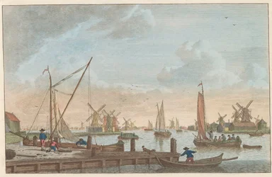 Zaan ved Wormerveer, ca. 1790 Wormerveer van de Poelsluis / Wormerveer aupres du Saan (titel på objekt)
