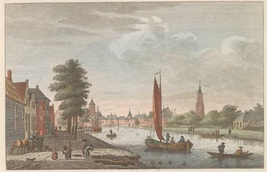 Udsigt over Amersfoort, c. 1790 Delft van de Vaart udstillet / Delft prize du Cote de la riviere dit le Schie (titel på objekt)