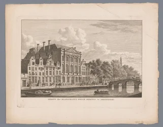 Udsigt over Felix Meritis i Amsterdam Bygning af Felix Meritis-foreningen i Amsterdam (titel på objekt)