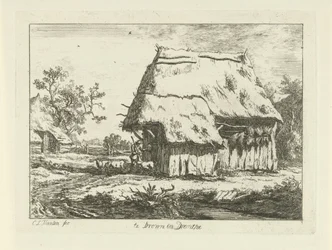 Hyrde ved en fårefold Te Drown in Drenthe (titel på objekt) Landskaber (1-6) (serietitel)