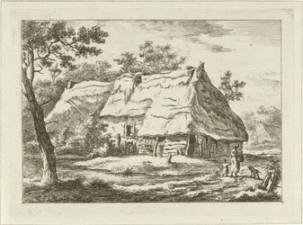 Kvinde med barn på en gård Landskaber (1-6) (serietitel)