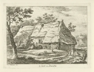 Kvinde med barn på en gård Te Eext i Drenthe (titel på objekt) Landskaber (1-6) (serietitel)