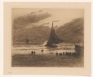 Indkommende fiskerbåd på stranden