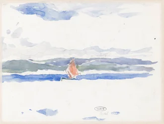 Udsigt over havet med båd (?)