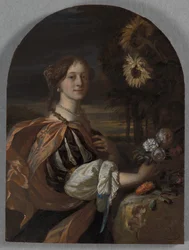 Catharina van Heemskerck med solsikker (olie på panel)