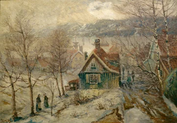 Kystlandskab med hus