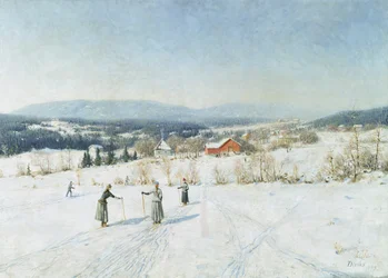 Landskab med skiløbere