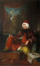 ""Portræt af Yusuf Agah Efendi (1744-1824)"" Maleri af Carl Frederik von Breda (1759-1818) 1700-tallet Olie på lærred Dim 240x148 cm Pera Museum, Istanbul