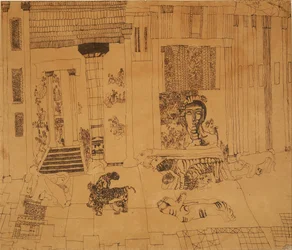 Uden titel (palads med kejserstatue og tigre)