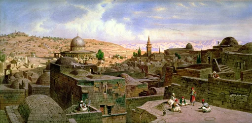 En udsigt over Jerusalem med den hellige klippekupe, 1864