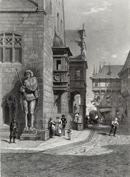 Rådhus, Halberstadt, graveret af E. Joubert, trykt af Cassell & Company Ltd (gravering)