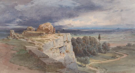 Udsigt over Norba fra nord mod San Felice Circeo, 1856.