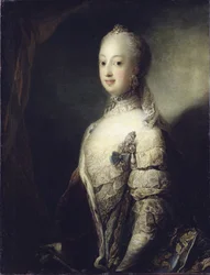Sophie Madeleine af Danmark, Dronning af Sverige og Finland - Portræt af Sophia Magdalena af Danmark (1746-1813), Dronning af Sverige, af Pilo, Carl Gustaf (1711-1793). Olie på lærred