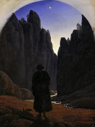 Pilgrim i en klippefyldt dal, ca. 1820