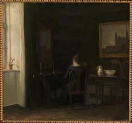 Interiør med Kunstnerens Hustru Emilie Heise