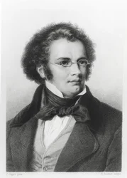 Portræt af Franz Schubert (1797-1828) graveret af H. Roemer