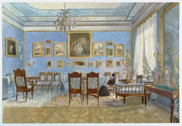 Madame Hanskas salon (1801-82) i Skt. Petersborg (wc på papir)