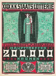 Plakat, der reklamerer for det 24. kongelige østrigske velgørenhedslotteri i 1912