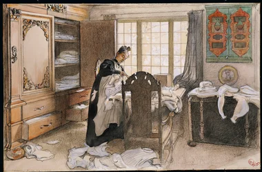 Karin ved linnedskabet, 1906