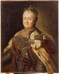 Portræt af kejserinde Catherine II (1729-1796). Maleri af Carl Ludwig Johann Christineck (1732-1792), olie på lærred