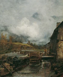 Vandmølle i Goisern (efter Emil Jakob Schindler)