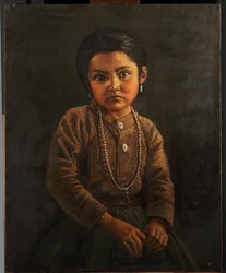 Indisk barn (olie på lærred monteret på panel)