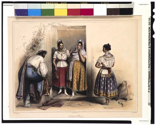 Kvinder i Puebla, efter 1836 (farve litho)