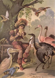 Papageno, fuglefængeren, fra «Tryllefløjten» af Wolfgang Amadeus Mozart (1756-91)