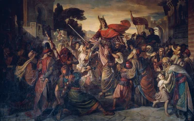 Modtagelsen af ​​Manfred (1231-1266) af saracenerne i Luceria i 1254