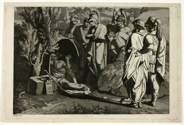 Diogenes i sit kar med Alexander og hans generaler