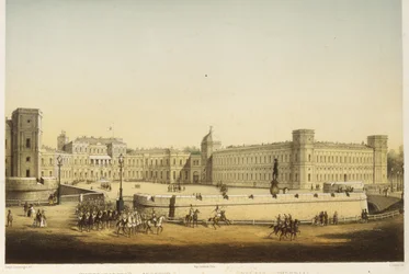 Udsigt over Gatchina-paladset i midten af det 19. århundrede.