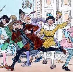 Brødrene Grimm - Eventyr - Den tapre lille skrædder. Billedet er dateret omkring 1910. Carl Simon-arkivet