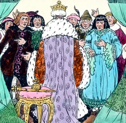 Brødrene Grimm - Eventyr - Den tapre lille skrædder. Billeddato ca. 1910. Carl Simons arkiv