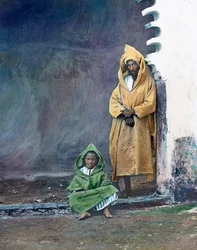 Marokko, maurisk købmand med sin lille søn, billeddato: cirka 1910. Carl Simon-arkivet