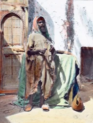 Marokko, blind tigger i Tanger, billeddato: ca. 1910. Carl Simons arkiv