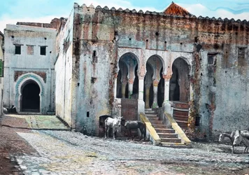 Nordmarokko, Tanger, indgangen til guvernørpaladset, billeddato: ca. 1910. Carl Simons arkiv